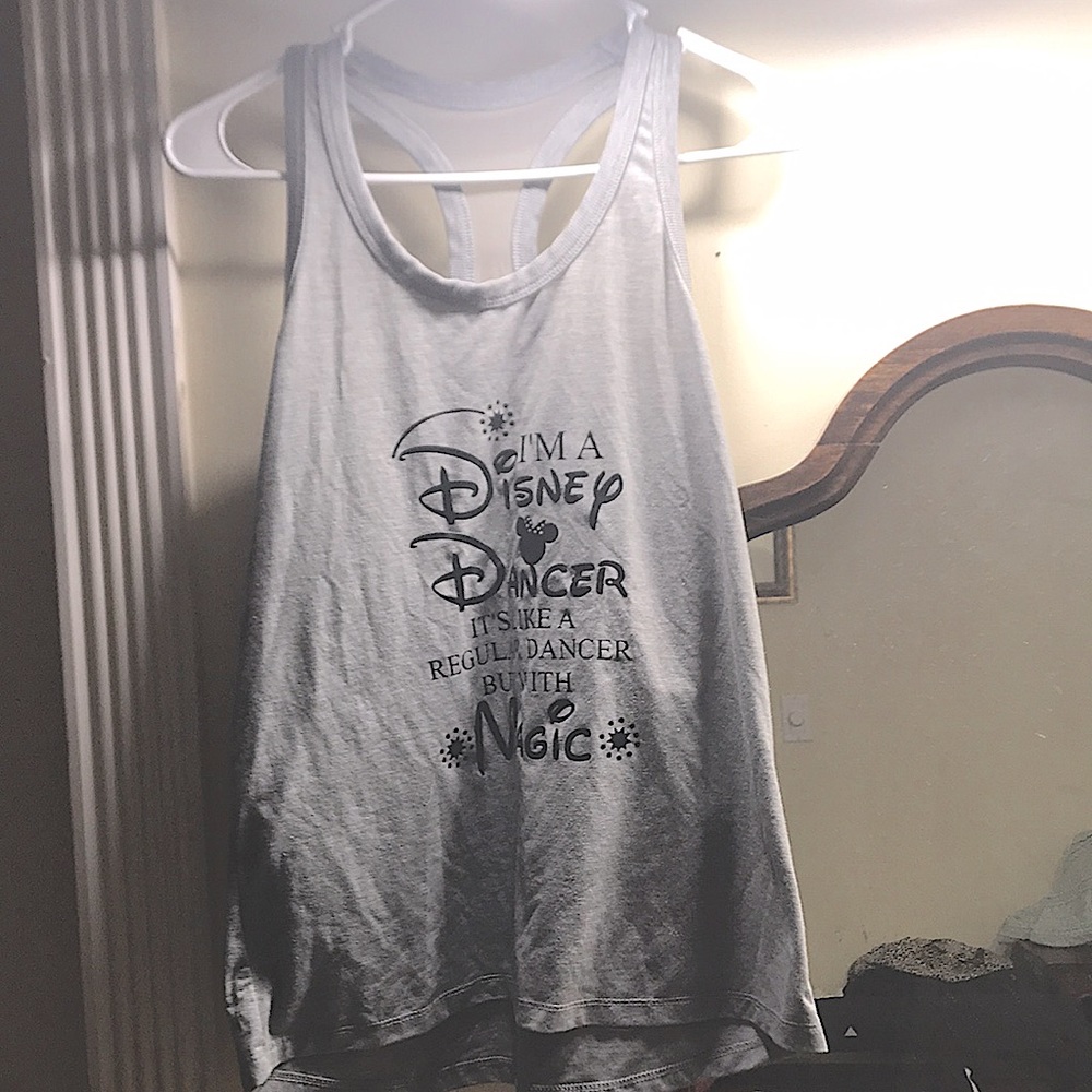 Disney dancer- Gray razor back tank top